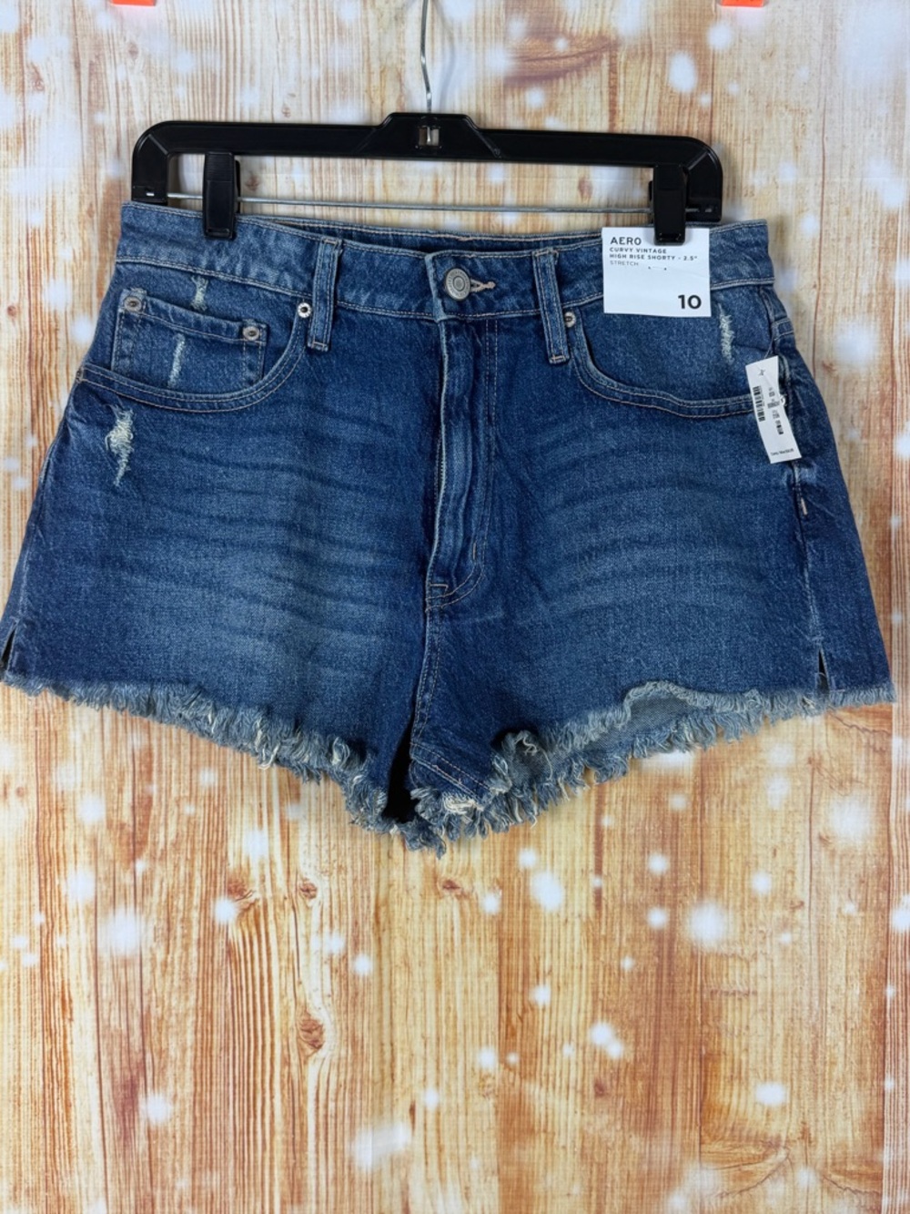 Aeropostale Dark Wash Frayed Hem Denim Shorts